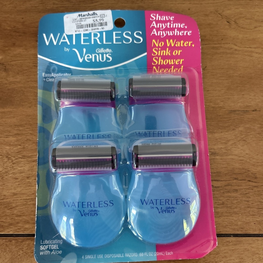 Waterless Gillette Venus Razors Lubricating SoftGel with Aloe 4 Pack